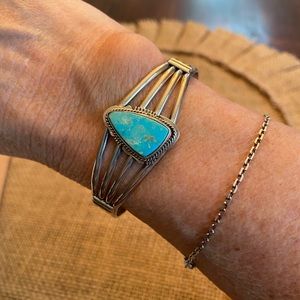 Kingman turquoise Native American cuff